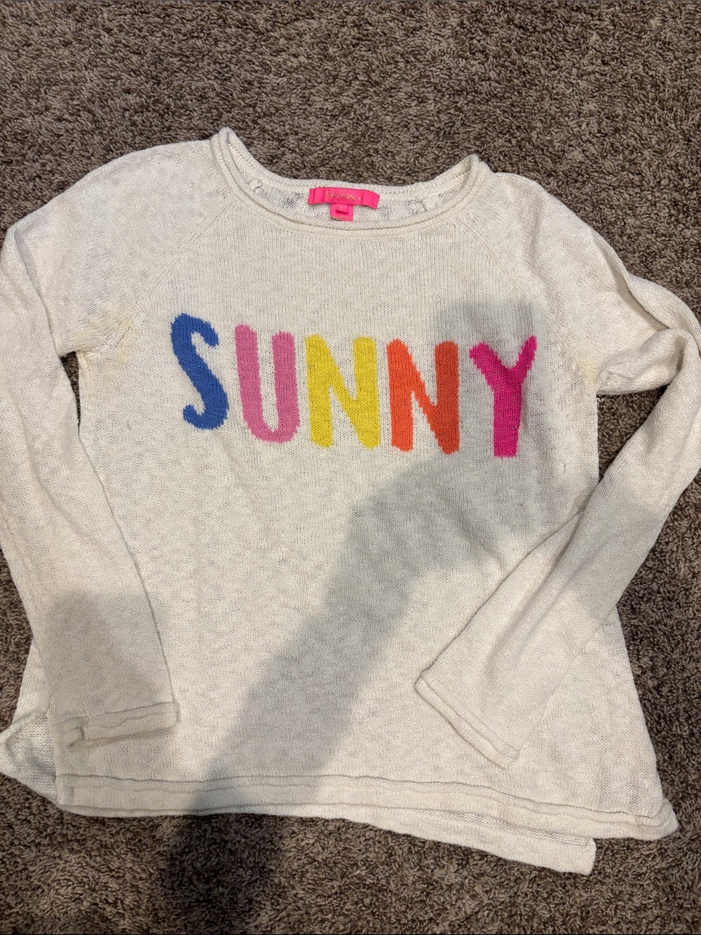 Lilly Pulitzer Cream Knit 'SUNNY' Rainbow Letter Top